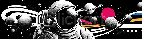 상상 신비 JPG 일러스트 AI일러스트 AI콘텐츠 검은배경 고리 국내일러스트 별 우주 우주과학 우주복 우주비행사 우주선 우주여행 우주탐사 행성 현실