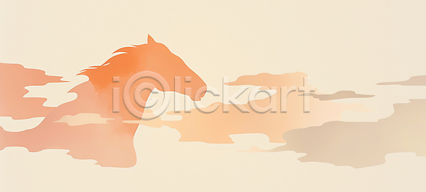 JPG 실루엣 일러스트 AI일러스트 AI콘텐츠 감정 국내일러스트 그림 노란색 동물 동양화 모양 백그라운드 병오년 붉은말 예술 이미지 일몰 자연 장면 저녁 주황색 컬러 풍경 하늘