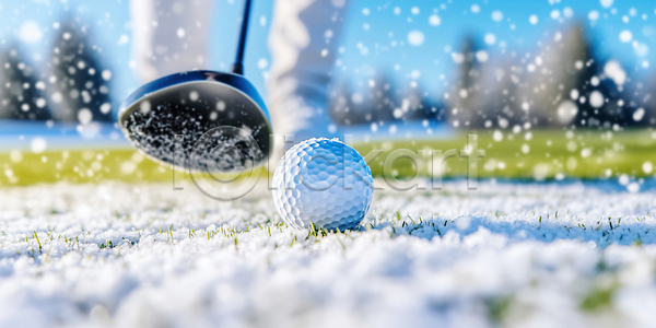 JPG 편집이미지 AI컴퓨터그래픽 AI콘텐츠 겨울 골프 골프공 골프장 공 스윙 스포츠 야외 운동 운동선수 의료성형뷰티 초록색 클럽 타격 편집실사