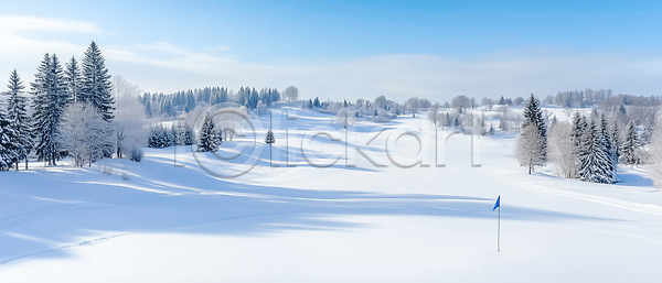 휴식 JPG 편집이미지 AI콘텐츠 AI포토 겨울 겨울풍경 골프 골프장 나무 스포츠 야외 자연 편집실사 풍경 흰색