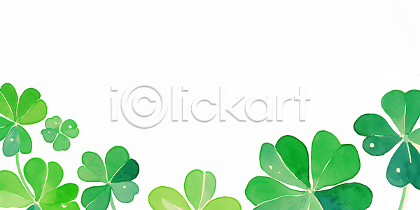 성장 행복 행운 JPG 일러스트 AI일러스트 AI콘텐츠 국내일러스트 그림 네잎클로버 다양 디자인 물감 백그라운드 봄 생명 식물 원예 유기농 잎 자연 장식 초록색 클로버