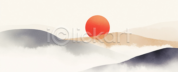 따뜻함 JPG 일러스트 AI일러스트 AI콘텐츠 국내일러스트 근하신년 대기 바다 산 새벽 새해 색감 아침 안개 언덕 여름 일출 자연 지평선 풍경 하늘 햇빛