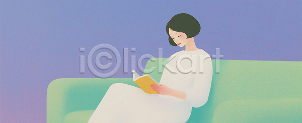 집중 휴식 여자 JPG 일러스트 AI일러스트 AI콘텐츠 감정 국내일러스트 그림 독서 모션 상반신 소파 손 실내 일상 읽기 장면 책 컬러 페이지 포즈 힐링