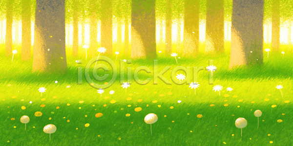 고요 산책 성장 JPG 일러스트 AI일러스트 AI콘텐츠 계절 국내일러스트 꽃 나무 나비 목초지 백그라운드 봄풍경 숲 식물 여름 자연 잔디 초록색 햇빛 환경