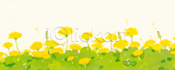 성장 JPG 일러스트 AI일러스트 AI콘텐츠 국내일러스트 꽃 꽃가루 노란색 민들레 민들레홀씨 봄 생명 생태계 식물 씨앗 자연 초록색 초원 풍경 햇빛 환경