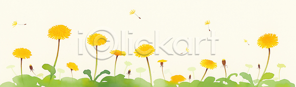 JPG 일러스트 AI일러스트 AI콘텐츠 가벼움 국내일러스트 꽃 꽃밭 꽃씨 날씨 노란색 민들레 민들레홀씨 바람 봄 생태계 식물 씨앗 잎 자연 초원 텃밭 풍경 햇빛