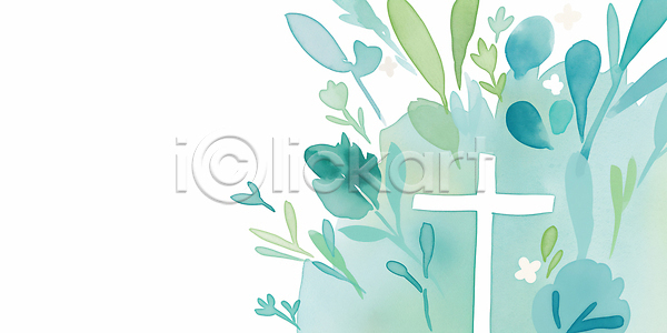 부드러움 JPG 일러스트 AI일러스트 AI콘텐츠 국내일러스트 그리기 그림 기독교 디자인 모양 백그라운드 생명 수채화 식물 십자가 예술 자연 종교 창조 초록색 컬러