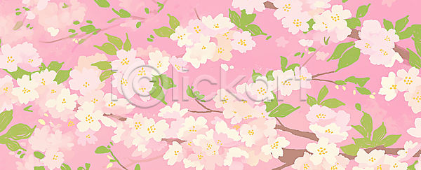 JPG 일러스트 AI일러스트 AI콘텐츠 계절 국내일러스트 꽃 꽃봉오리 꽃잎 나무 백그라운드 벚꽃 봄 봄풍경 분홍색 생명 식물 잎 자연 조화 컬러 풍경 한국