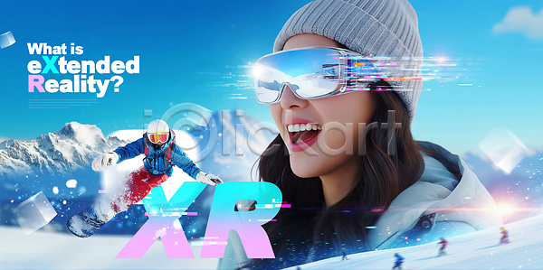 즐거움 체험 사람 PSD 편집이미지 가상현실 겨울 기술 레저 모션 산 설원 스노우보드 스키 스포츠 영상 의료성형뷰티 이미지편집 장비 확장현실