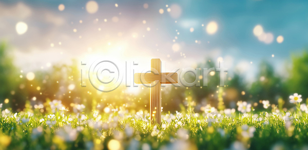 JPG 편집이미지 AI컴퓨터그래픽 AI콘텐츠 기독교 꽃 나무 들꽃 봄 빛 새벽 십자가 여름 이미지편집 자연 종교 초원 태양 풍경 햇빛
