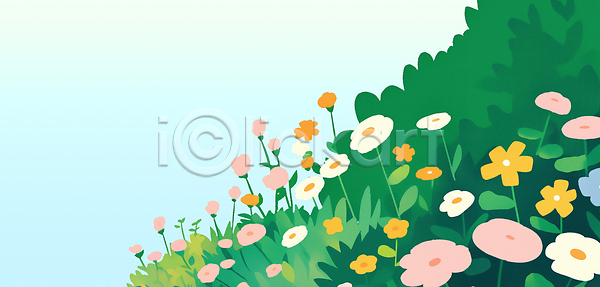 PSD 일러스트 국내일러스트 꽃 꽃밭 꽃씨 민들레 봄 뷰티풀 생명 식물 여름 자연 정원 초원 컬러 풍경 해바라기 햇빛 환경