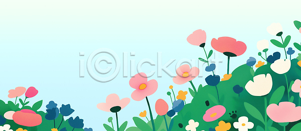 PSD 일러스트 감정 국내일러스트 꽃 꽃밭 맑음 봄 뷰티풀 생명 식물 일상 자연 잔디 조화 초록색 초원 컬러 풍경 풍요 하늘