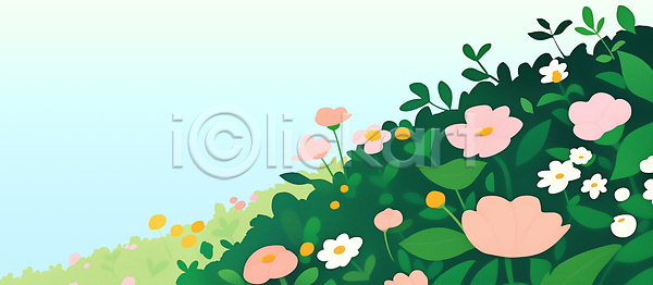 PSD 일러스트 국내일러스트 꽃 꽃밭 나무 봄 뷰티풀 생명 식물 여름 잎 자연 조화 초록색 초원 컬러 풍경 햇빛 환경