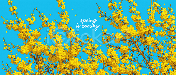 기쁨 성장 희망 JPG 일러스트 AI일러스트 AI콘텐츠 개나리 계절 국내일러스트 꽃 나무 노란색 만개 밝음 봄 뷰티풀 생동감 생명 식물 자연 풍경 하늘 햇빛