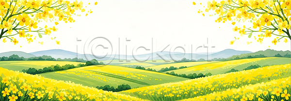 평화 JPG 일러스트 AI일러스트 AI콘텐츠 국내일러스트 꽃 날씨 노란색 농촌 백그라운드 봄 뷰티풀 생태계 시골 식물 언덕 여름 여행 자연 초원 풍경 하늘 환경