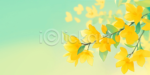 JPG 일러스트 AI일러스트 AI콘텐츠 감상 개나리 국내일러스트 꽃 나무 노란색 백그라운드 봄 뷰티풀 생명 식물 일상 잎 자연 장식 정원 컬러 테마 햇빛