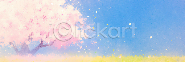 떨어짐 산책 JPG 일러스트 AI일러스트 AI콘텐츠 공간 공원 국내일러스트 꽃 꽃잎 나무 바람 벚꽃 봄 일몰 잎 자연 컬러 파란색 풍경 하늘 흰색