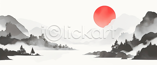 JPG 일러스트 AI일러스트 AI콘텐츠 겨울 국내일러스트 그림 나무 대나무 물 산 생명 수묵화 숲 안개 여름 여행 일출 자연 태양 풍경 하늘 호수