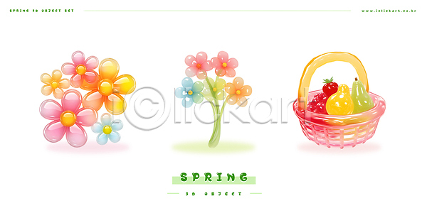 PSD 편집이미지 과일 그림 꽃 디자인 바구니 봄 봄꽃 생명 열매 오브젝트 자연 장식 젤리 질감 컬러 페인팅 편집3D