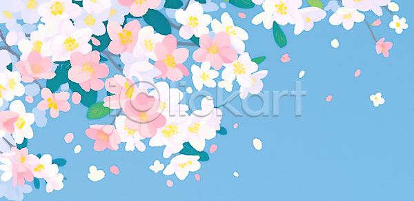 편안함 JPG 일러스트 AI일러스트 AI콘텐츠 계절 국내일러스트 꽃 꽃잎 나무 날리기 날씨 만개 바람 벚꽃 봄 자연 저녁 컬러 파란색 풍경 하늘