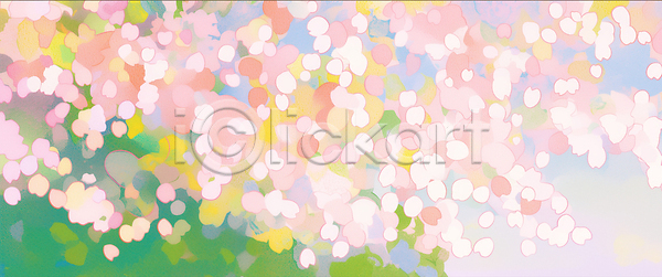 JPG 일러스트 AI일러스트 AI콘텐츠 계절 공원 국내일러스트 꽃 나무 만개 만화경 백그라운드 벚꽃 봄 분홍색 뷰티풀 비행 연두색 자연 컬러 풍경 하늘 햇빛 화사함