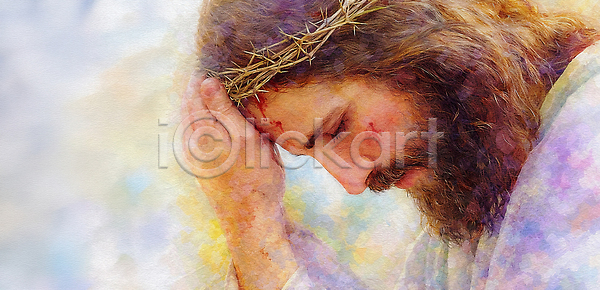 고통 믿음 JPG 일러스트 AI일러스트 AI콘텐츠 가시면류관 국내일러스트 기도 기독교 마음 복음 성경 십자가 예수 인물화 종교 찬양 표현 화가 희생