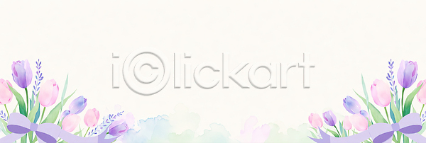 JPG 일러스트 AI일러스트 AI콘텐츠 국내일러스트 그래픽 그림 꽃 디자인 리본 백그라운드 보라색 색감 수채화 스타일 예술 자연 장면 장식 조화 컬러 테마 튤립 풍경 프레임 화초