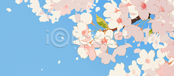 JPG 일러스트 AI일러스트 AI콘텐츠 국내일러스트 꽃 꽃잎 나무 나뭇가지 눈부심 벚꽃 봄 봄꽃 뷰티풀 사계절 생명 식물 자연 풍경 하늘 화사함 환경 흩날리기