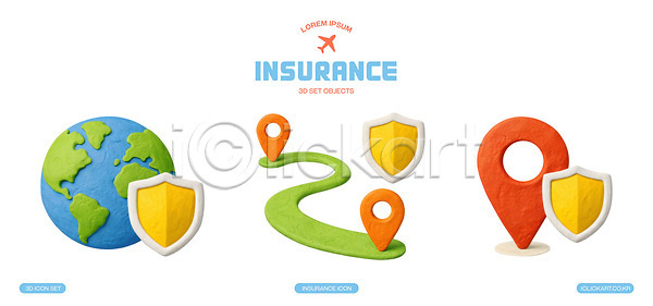 보호 PSD 편집이미지 그래픽 보험 비행기 서비스 세트 안전 여행 오브젝트 지구 지도 컬러 편집3D