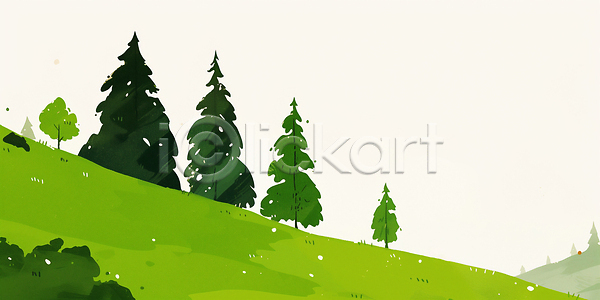 JPG 일러스트 AI일러스트 AI콘텐츠 공간 국내일러스트 그래픽 나무 높이 숲 식물 자연 지형 질감 초록색 초원 춘분 컬러 풍경 환경