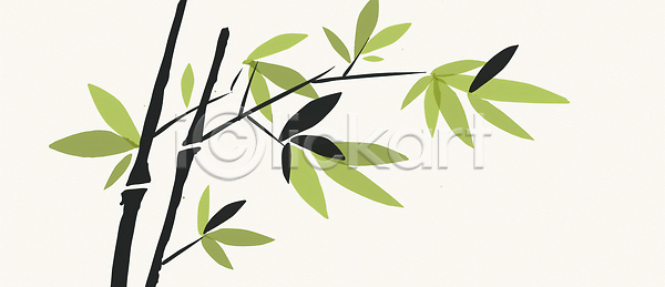 JPG 일러스트 AI일러스트 AI콘텐츠 검은색 국내일러스트 그림 대나무 디자인 벽화 사무실 식물 실내 연두색 잎 자연 장식 주택 줄기 차분 컬러 한국