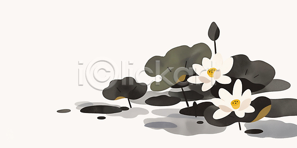 성장 JPG 일러스트 AI일러스트 AI콘텐츠 국내일러스트 꽃 물 백그라운드 뷰티풀 생태계 수련 수면 수중식물 식물 여름 연꽃 연못 잎 자연 장면 태양 회색 흰색