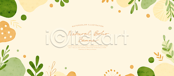 PSD 일러스트 국내일러스트 그래픽 그림 디자인 모던 배너 백그라운드 수채화 스타일 예술 원형 잎 자연 장식 질감 컬러 테마 패턴