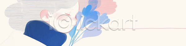 소녀 JPG 일러스트 AI일러스트 AI콘텐츠 감정 공간 국내일러스트 그림 꽃 단순화된 백그라운드 뷰티풀 선 예술 응시 조화 컬러 표현 하늘색