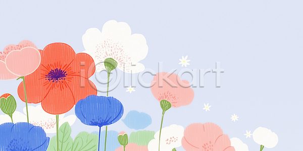 JPG 일러스트 AI일러스트 AI콘텐츠 국내일러스트 그림 꽃 꽃잎 디자인 모양 백그라운드 봄 분홍색 뷰티풀 빨간색 생명 식물 자연 장면 카네이션 컬러 파란색 풍경 화사함 흰색