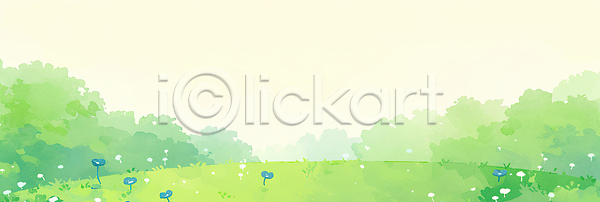 성장 JPG 일러스트 AI일러스트 AI콘텐츠 국내일러스트 꽃 나무 바람 봄 새싹 식물 언덕 여름 일상 자연 초원 컬러 풍경 하늘 환경 흰색