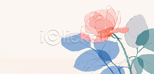 JPG 일러스트 AI일러스트 AI콘텐츠 국내일러스트 그림 꽃 단순화된 대칭 디자인 백그라운드 붓 뷰티풀 생명 선 식물 예술 잎 자연 장미 조화 컬러 파스텔 표현