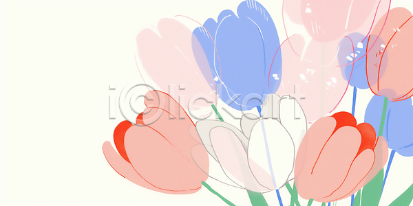 JPG 일러스트 AI일러스트 AI콘텐츠 국내일러스트 그림 꽃 꽃다발 단순화된 디자인 백그라운드 보라색 분홍색 뷰티풀 빨간색 생명 선 자연 조화 컬러 튤립 파스텔 흰색