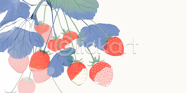 성장 신선 JPG 일러스트 AI일러스트 AI콘텐츠 과일 국내일러스트 나무 농사 농장 딸기 빨간색 수확 식물 여름 일상 잎 자연 장식 초록색 텃밭 한국