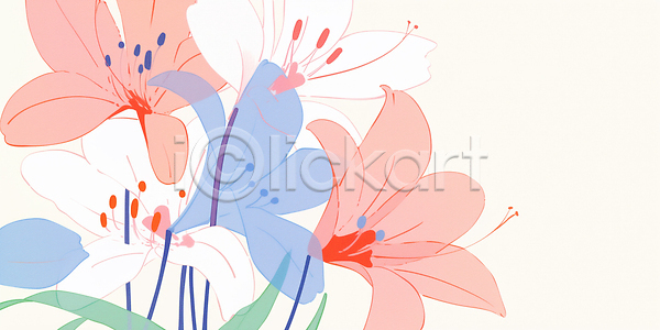 JPG 일러스트 AI일러스트 AI콘텐츠 구성 국내일러스트 그래픽 꽃 꽃잎 디자인 백그라운드 백합 뷰티풀 생동감 소프트 스크린 식물 여름 예술 자연 컬러