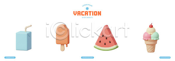 PSD 편집이미지 가벼움 과일 디자인 디저트 수박 아이스바 아이스크림 여름 여름방학 음료 컬러 편집3D 플랫 휴가