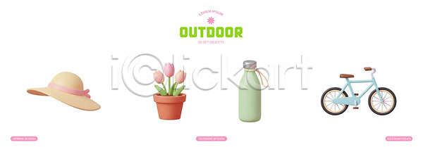 이동 즐거움 PSD 편집이미지 꽃 디자인 모션 봄 스타일 아웃도어 야외 운동 음료수병 자연 자전거 준비물 탐험 편집3D 화분