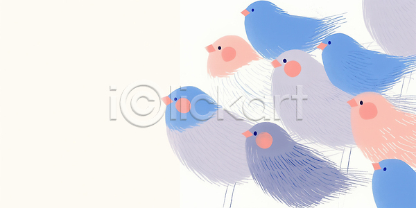 특별함 JPG 일러스트 AI일러스트 AI콘텐츠 결합 국내일러스트 동물 디자인 모던 모임 생물 서기 여러마리 예술 장면 장식 조류 친구 컬러