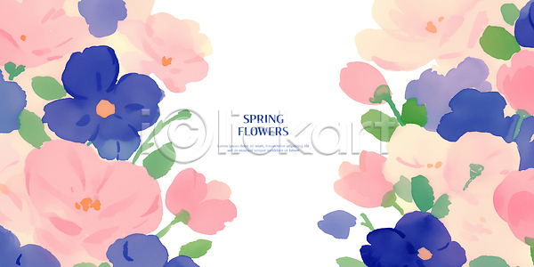 화려 PSD 일러스트 국내일러스트 꽃 꽃잎 디자인 백그라운드 벚꽃 봄 분홍색 뷰티풀 색감 식물 예술 자연 장면 컬러 테마 파란색 파스텔 프레임 화사함 화환