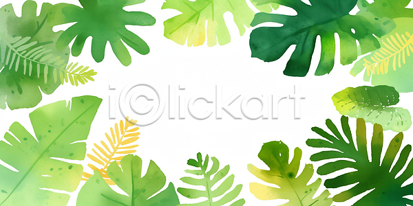JPG 일러스트 AI일러스트 AI콘텐츠 국내일러스트 그림 모양 배열 백그라운드 보테니컬아트 생태계 수채화 식물 여름 열대 예술 원예 잎 자연 장식 초록색 컬러 크기 프레임 환경