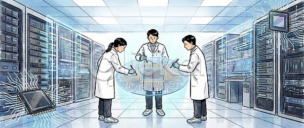 발전 분석 JPG 일러스트 AI일러스트 AI콘텐츠 IT산업 과학 국내일러스트 글로벌 기술 네트워크 반도체 소프트웨어 시스템 실험 실험실 연구원 자료 전자 전자제품 컴퓨터 한국 회로판