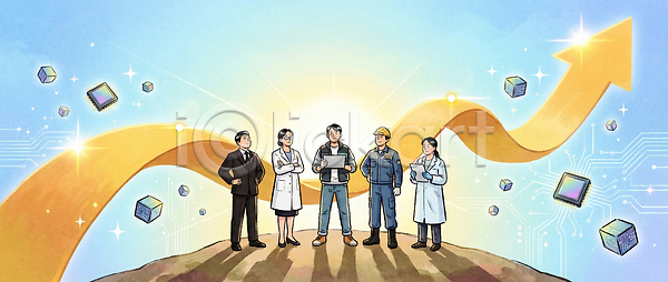 결과 미래 발전 아이디어 혁명 협력 JPG 일러스트 AI일러스트 AI콘텐츠 IT산업 과학자 국내일러스트 글로벌 기술 대화 도전 수학 실험 엔지니어 자료 창의성 컴퓨터 프로젝트 한국 해결책