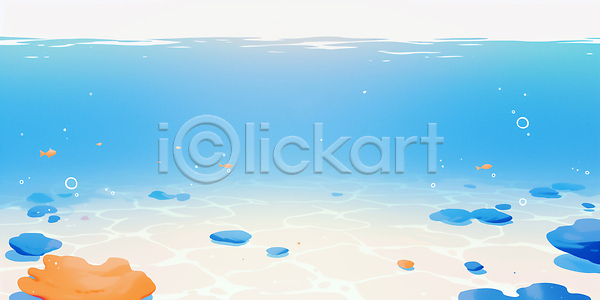 JPG 일러스트 AI일러스트 AI콘텐츠 국내일러스트 바다 바위 산호 수중 수중동물 자연 청록색