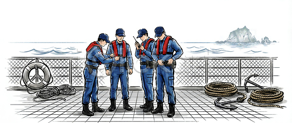 구출 남자 JPG 일러스트 AI일러스트 AI콘텐츠 구명조끼 국내일러스트 독도 독도수비대 모션 바다 생존 안전 연습 작업 장비 점검 조난 해변