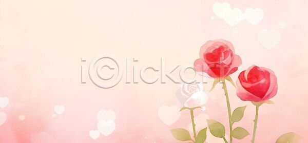 사랑 JPG 일러스트 AI일러스트 AI콘텐츠 국내일러스트 꽃 백그라운드 수채화 식물 장미 하트